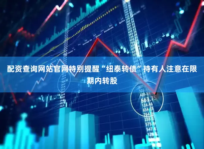配资查询网站官网特别提醒“纽泰转债”持有人注意在限期内转股